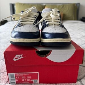 Nike Dunk Low Premium Navy and White Sneakers in 7.5